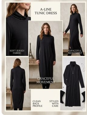 SHEIN Black Long Sleeve A-Line Tunic Dress 3X 4x